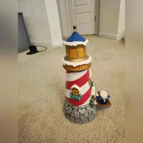 Musical Motion Figurine Lighthouse Box  With Sailor Santa Plays Joy To The World - Picture 3 of 5